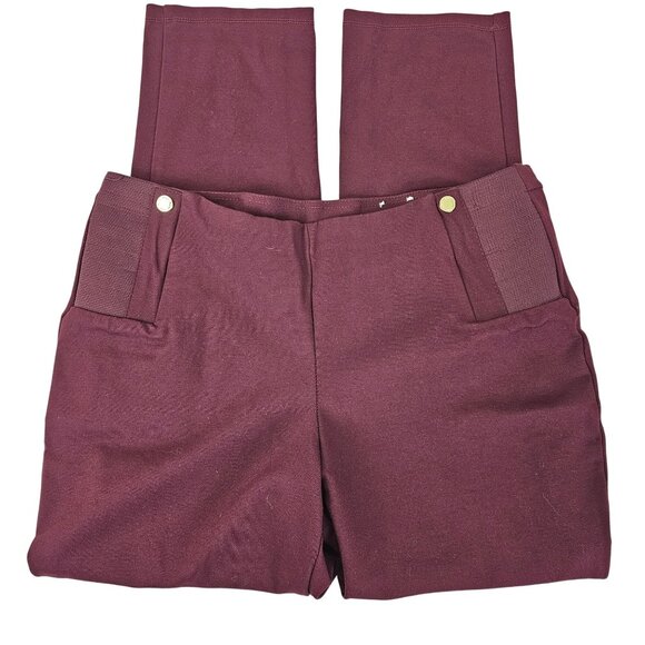 Womens L Anne Klein Wine Red Straight Slim Business Casual Office Comfort Pants - Picture 3 of 13